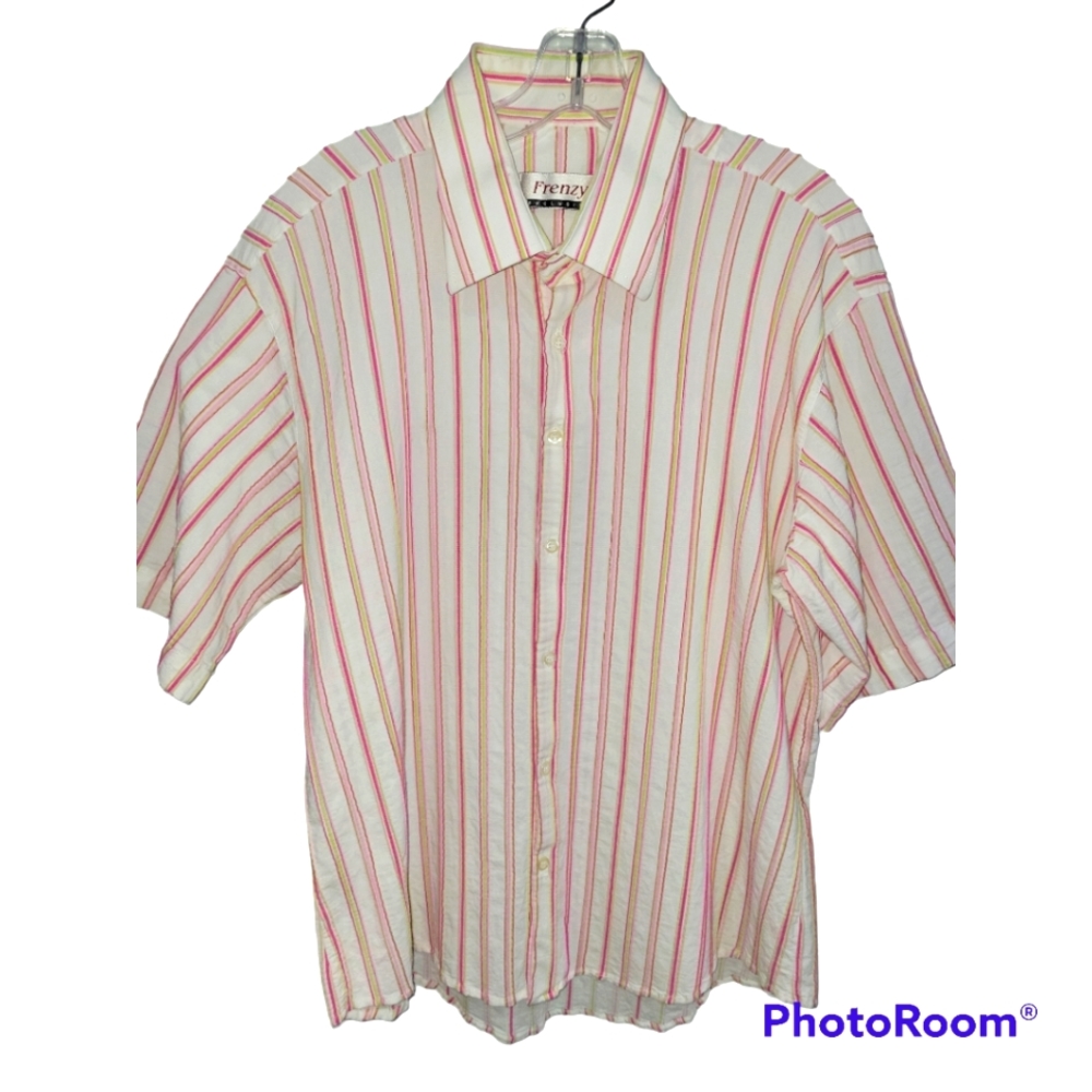 Striped short sleeve button down